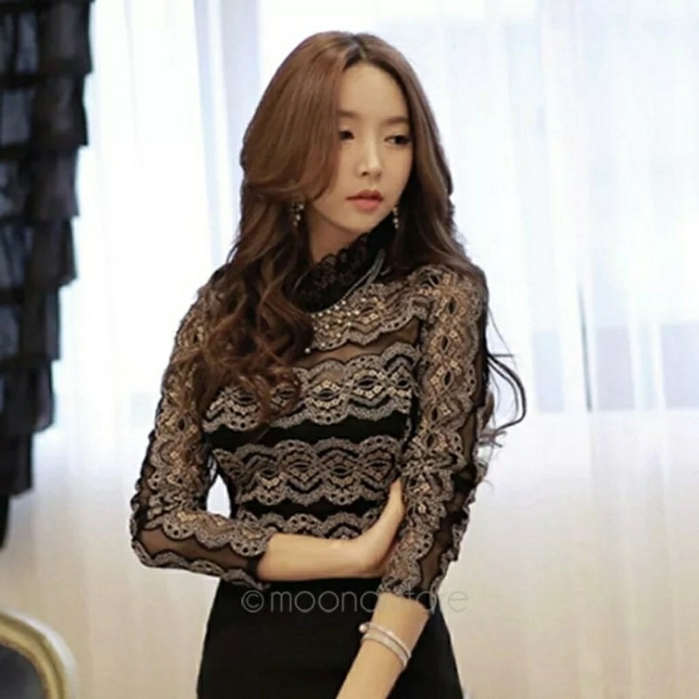 Black and Gold Lace Top